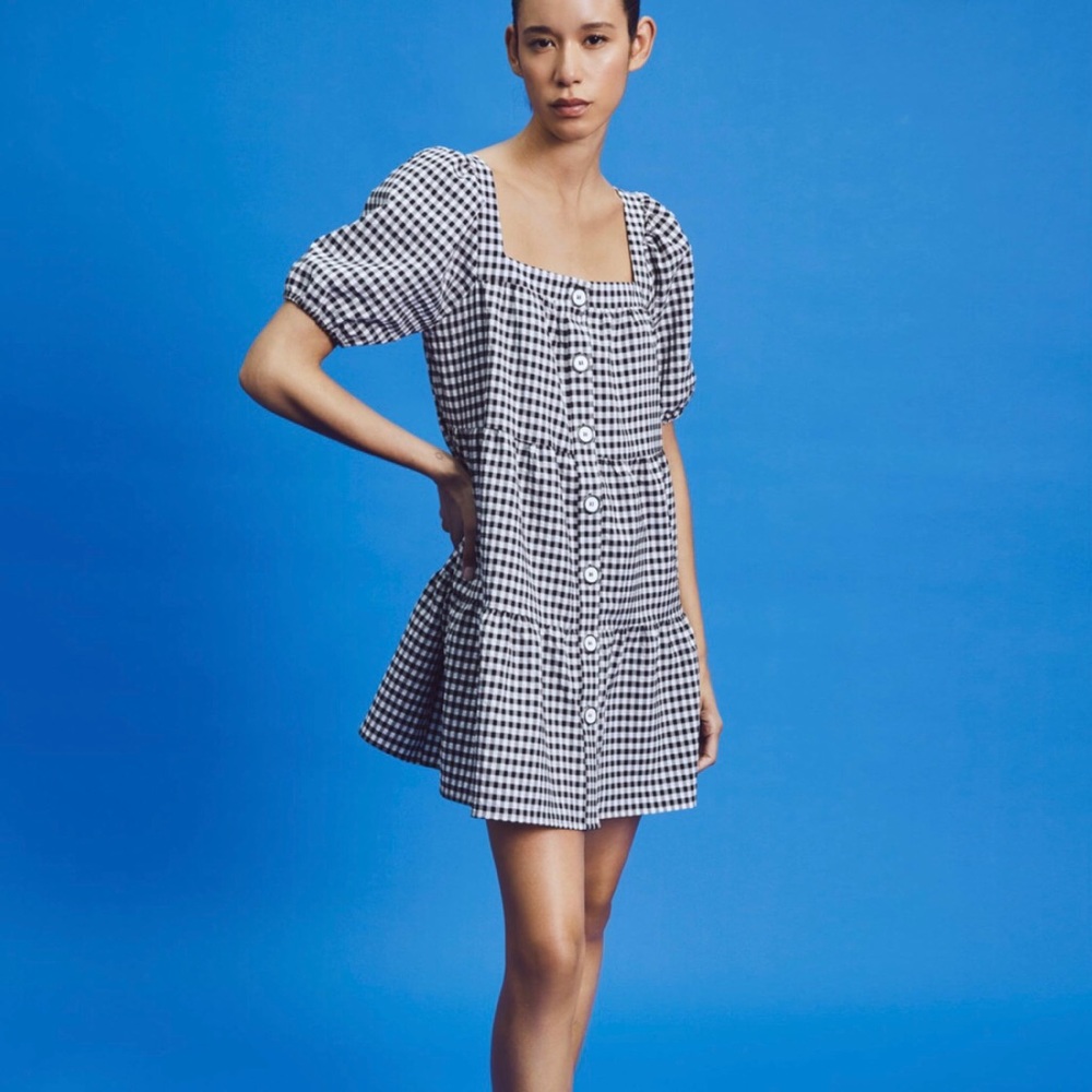 Gingham mini dress black/white Small. Zara. NWT